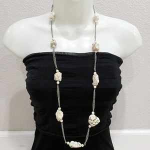 NEW boho marbled stone beaded necklace